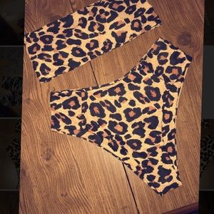 Cheetah print Bandeau high waist bathing suit!